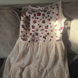 Cat & Jack Cream Dress with Pink and Magenta Floral Embroidery XL Plus